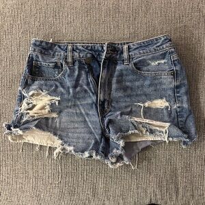 American Eagle Outfitters Blue Distressed Jean Shorts